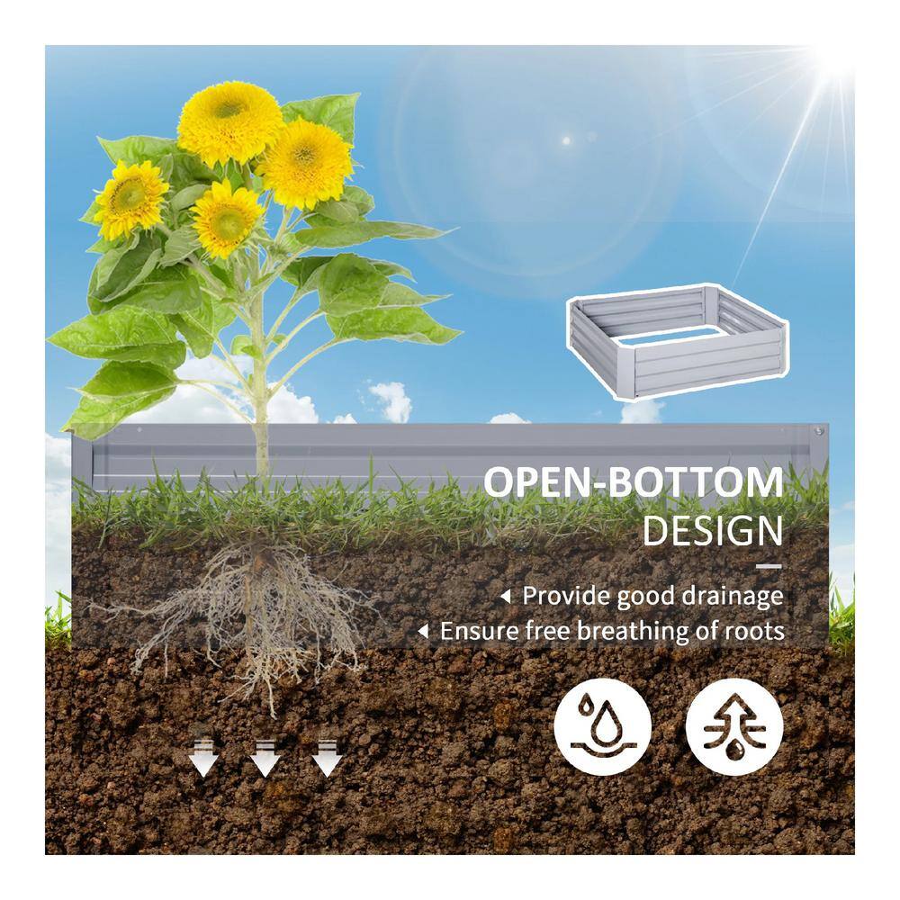 Gray Galvanized Steel Raised Garden Bed Planter Set