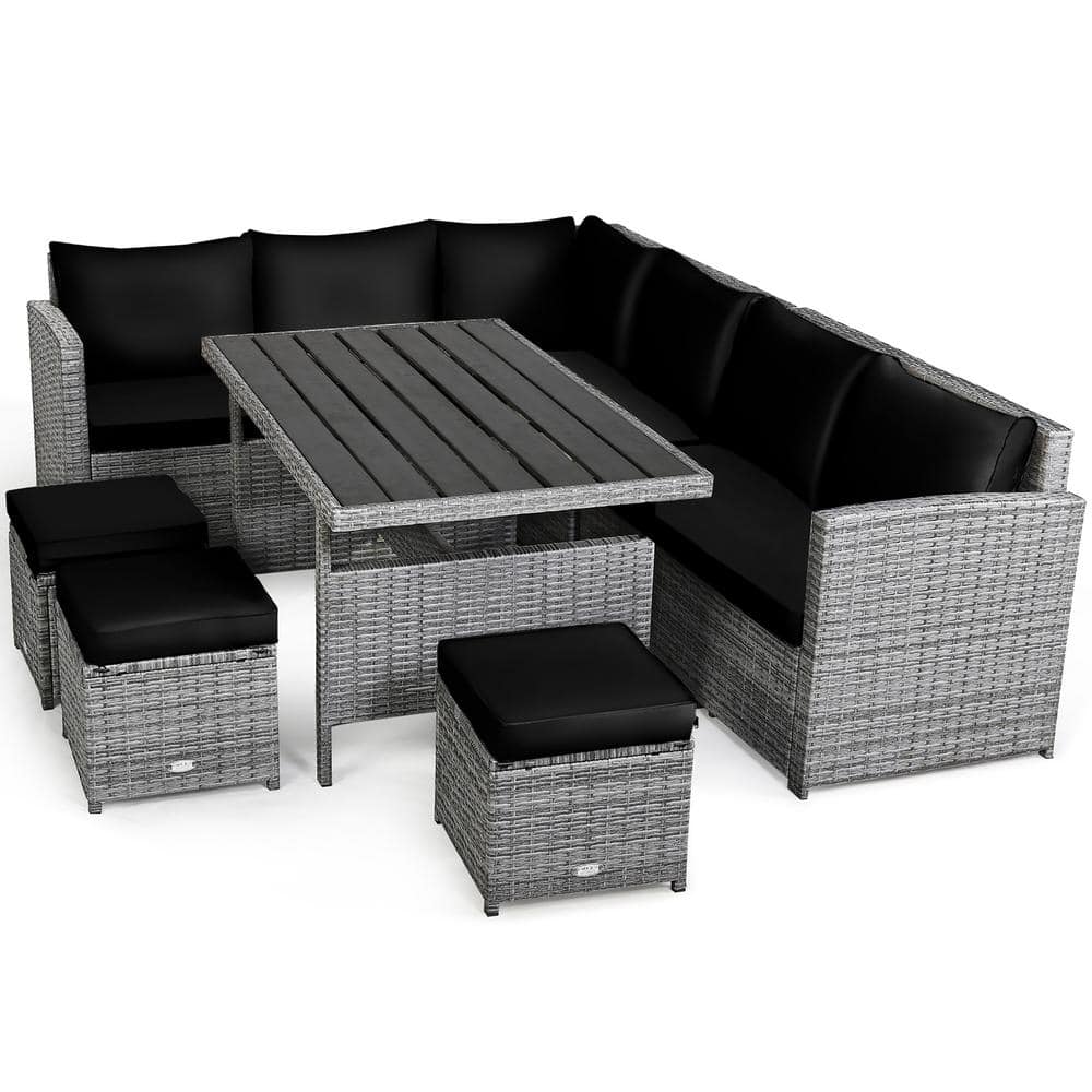 Costway 7 Pieces Wicker Patio Conversation Sectional Seating Set