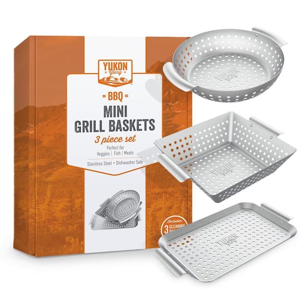 Yukon Glory Set of 3 Grill Baskets Cooking Accessory