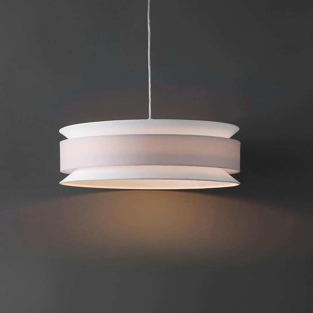 Nolana 20" Cream and White LED Drum Pendant Light
