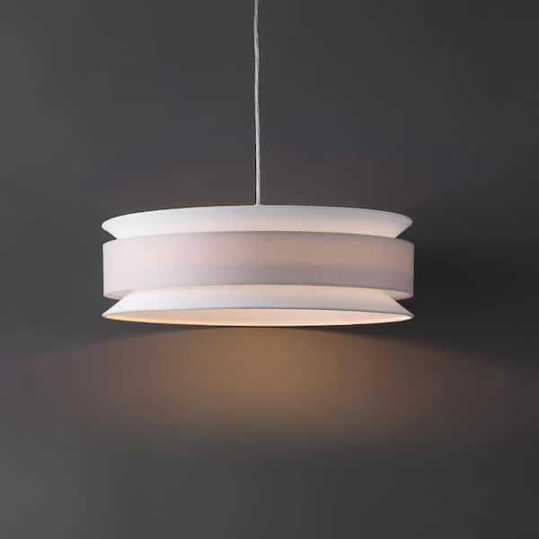Safavieh 20 in. Nolana Fabric Iron Extendable Pendant Cream White