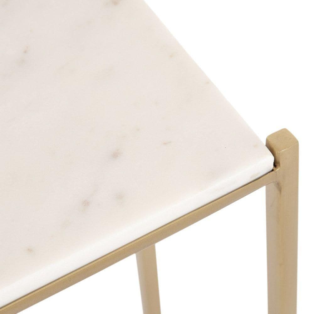 Aguilar 12 in. White/Gold Rectangle Marble End Table - thumbnail 6
