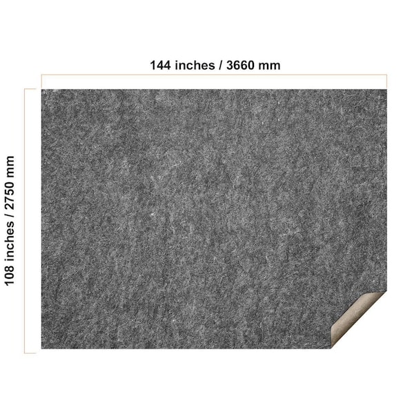 Slip-Resistant Rug Pad, Protective Cushioning Carpet Pad-9 ft. x 12 ft.-1/4 in. Thick, Polyester Felt + Latex-Gray