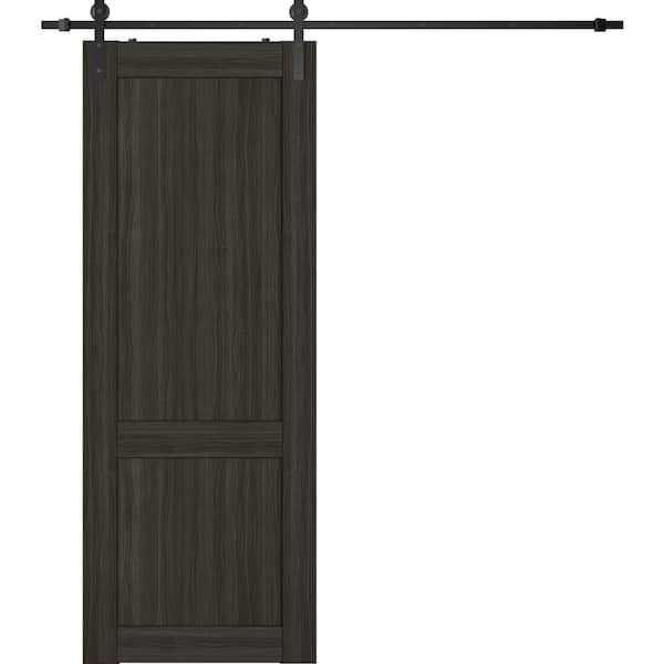 Belldinni Shaker 28 in. x 84 in. 2 Panel Gray Oak Finished Composite Wood Sliding Barn Door with Hardware Kit