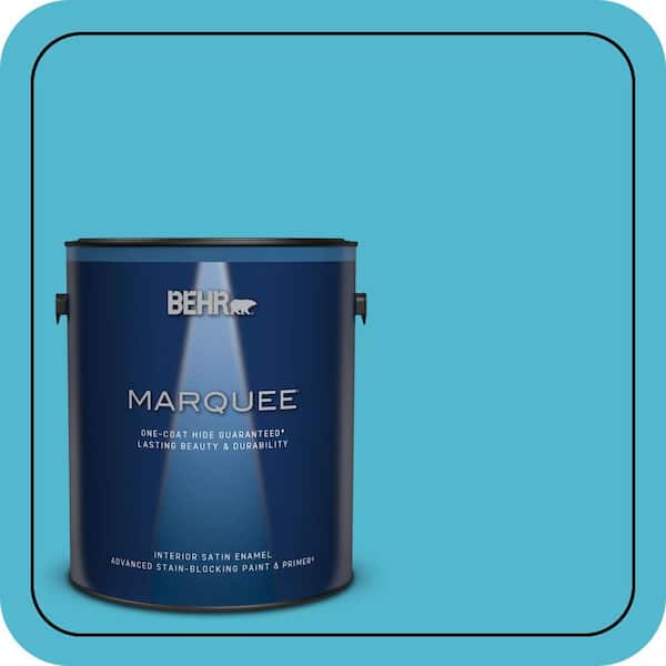 BEHR MARQUEE 1 gal. #520B-5 Liquid Blue Satin Enamel Interior Paint & Primer