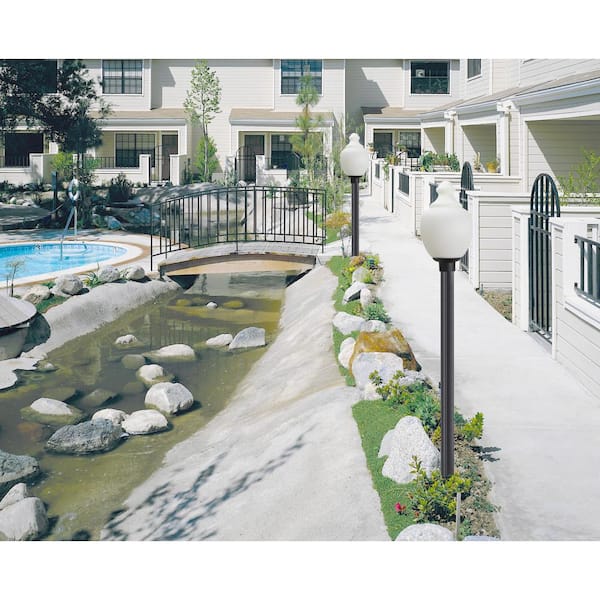 20 in. 1-Light Acorn Opal Poly and Black Aluminum Hardwired Weather Resistant Outdoor Post Light with 3000K LED Bulb