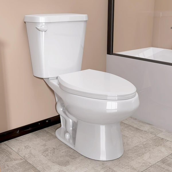 Zeafive 2-Piece 1.28 GPF Toilets Single Flush Elongated Toilet in White ...