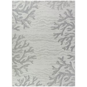 Rivera White 8 ft. x 10 ft. Coastal Coral Indoor/Outdoor Area Rug