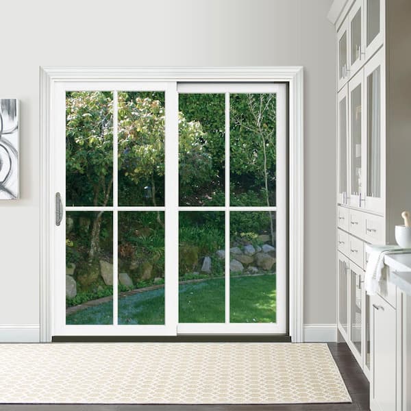 72 in. x 80 in. W-5500 White Clad Wood Right-Hand 15 Lite French Patio Door  w/Unfinished Interior