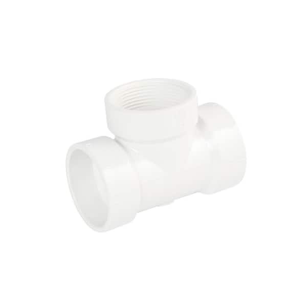 6 in. PVC DWV Cleanout Tee with C. O. Plug, Hub x Hub x FPT White Rigid PVC Drain, Waste & Vent Fitting, (5 Pack)