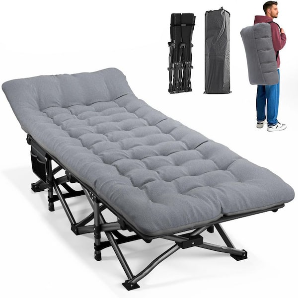 Double Camping Chairs Portable Folding Sofa with Cup Holders and Carry Bag, Camping Couch for Outdoor Lawn Beach, Grey
