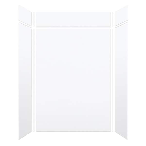 Transolid Saramar 60 in. W x 96 in. H x 36 in. D 6-Piece Glue to Wall Alcove Shower Wall Kit with Extension in. White Velvet