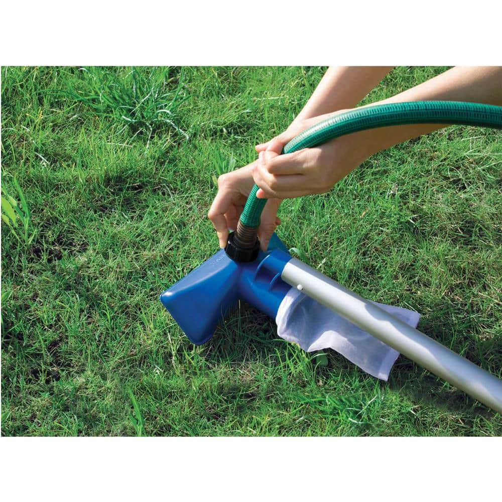 Blue and Silver Aluminum Pool Cleaning Kit with Vacuum and Skimmer