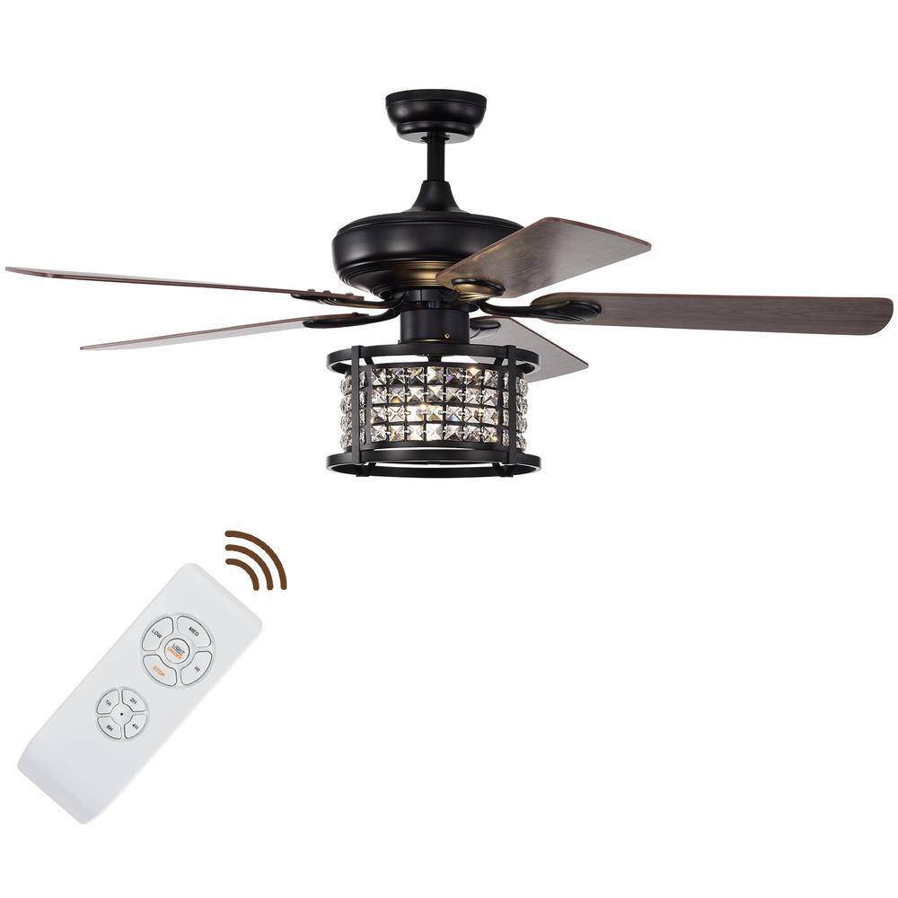 52'' Black Crystal Chandelier Ceiling Fan with Remote Control