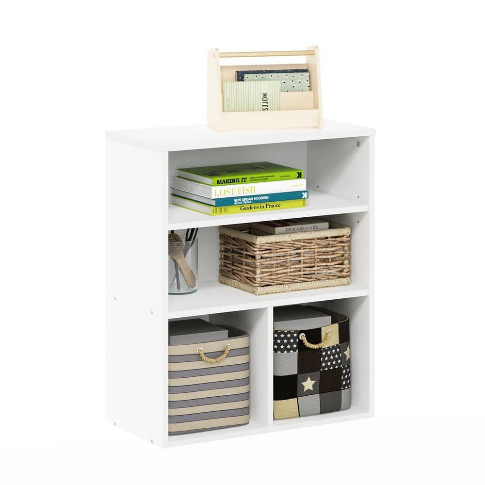 White Adjustable 4-Shelf Contemporary Wood Bookcase