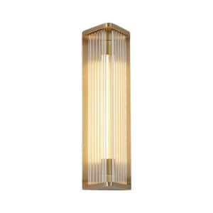 Sabre 12-in 1 Light 6-Watt Ribbed Glass/Vintage Brass Integrated LED Vanity Light