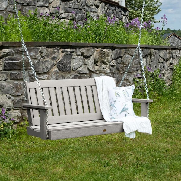 Highwood Lehigh 4 ft. 2-Person Harbor Gray Recycled Plastic Porch Swing
