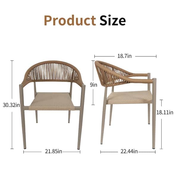 Set Of 4 Gray Stackable Aluminum Sling Arm Chairs