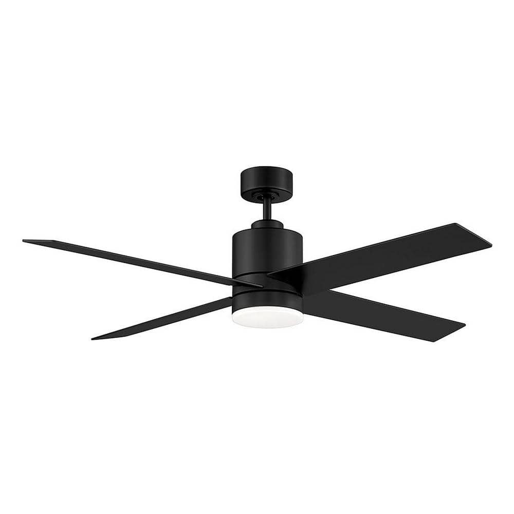 52" Matte Black and Antique Oak Reversible Blade Ceiling Fan with LED Light and Remote