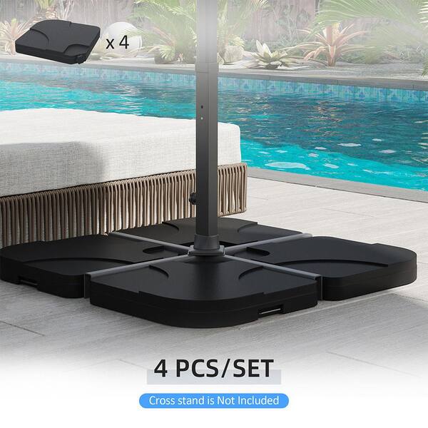 4-piece cantilever offset patio umbrella base stand w/ carry handles 20L it can be used to sufficiently stand an offset umbrella or standard umbrella with cross base. Clihome 4-Piece Cantilever Offset Base