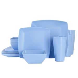 Grayson 16-Pcs Melamine Dinnerware Set Service of 4 in Light Blue