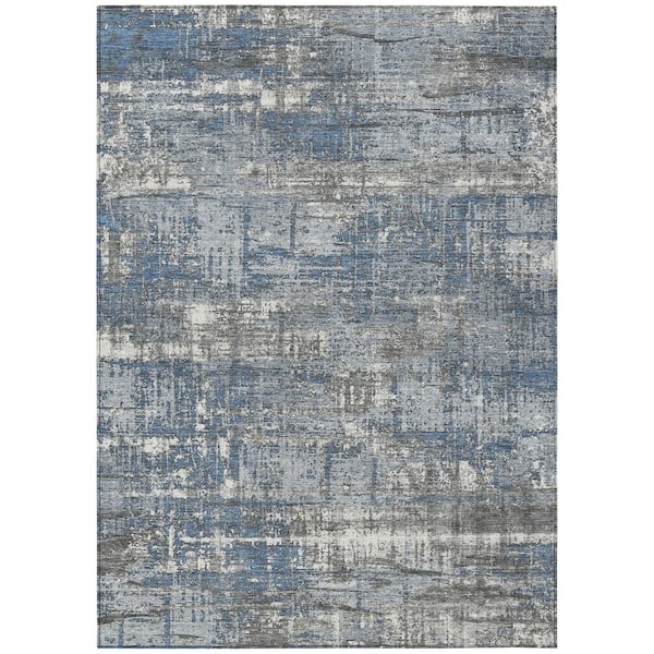 Chantille Machine Washable Indoor/Outdoor Abstract ACN1969 Denim 8 ft. x 10 ft. Area Rug
