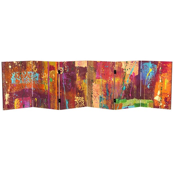 RED LANTERN 2 ft. Short India Canvas 6-Panel Folding Screen