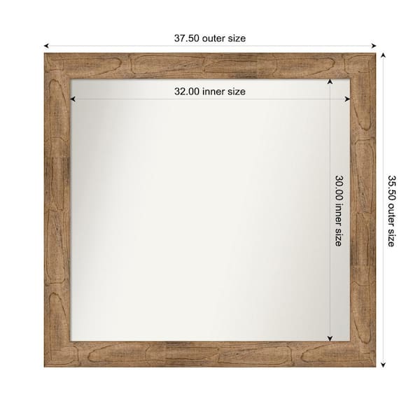 Amanti Art Owl Brown 37.5 in. W. x 35.5 in. Custom Non-Beveled Wood Framed Bathroom Vanity Wall Mirror