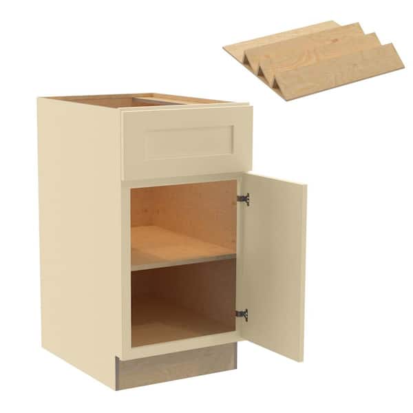 Home Decorators Collection Newport 18 in. W x 24 in. D x 34.5 in. H Assembled Plywood Base Kitchen Cabinet in Blended Cream with Spice Soft Cls RH