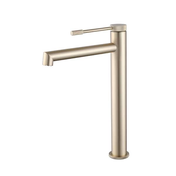 Single Handle Single Hole Bathroom Faucet Modern Brass Basin Faucet in Brushed Gold