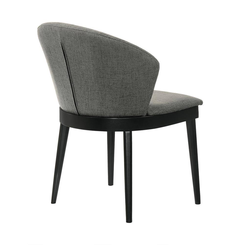 Juno Charcoal Fabric and Black Wood Upholstered Side Chairs, Set of 2