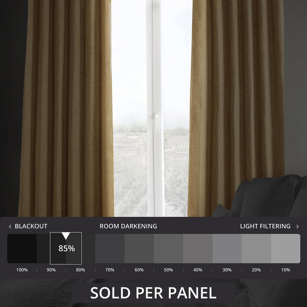 Butterscotch Faux Linen Blackout Puddle Length Window Panel