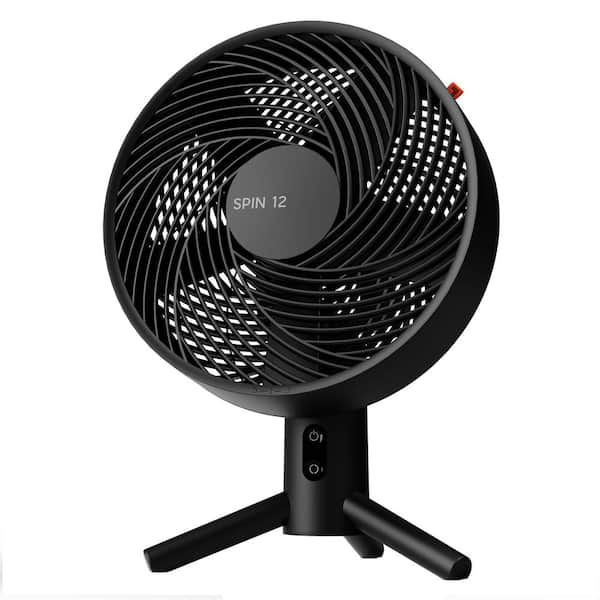 SHARPER IMAGE SPIN 12 in. Oscillating Table Fan with Remote, Black