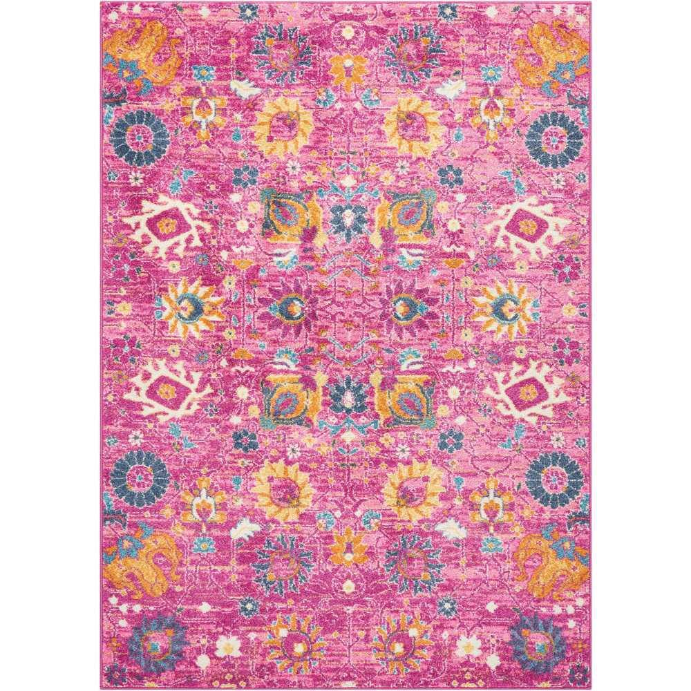 Fuchsia Rugs Nourison Passion Fuchsia 5 ft. x 7 ft. Floral Transitional Area Rug ...
