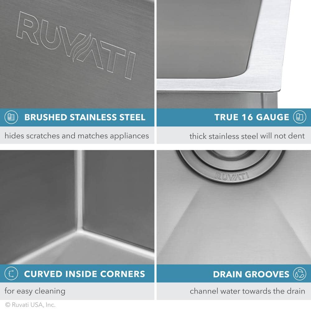 Ruvati 23" x 18" x 12" Deep Stainless Steel Undermount Utility Sink