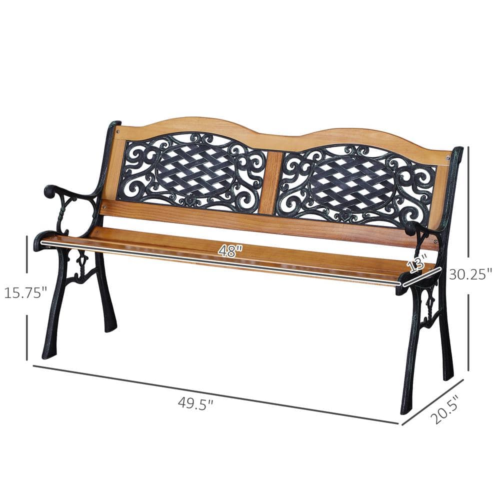 Otryad Medium Wood and Iron Outdoor Garden Bench