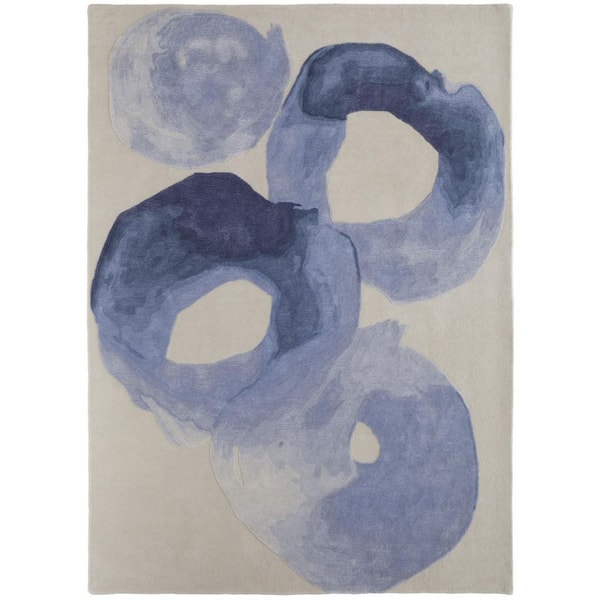 4 ft. x 6 ft. Blue, Ivory Abstract Area Rug