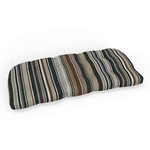 Stripe 44 in W x 5 in H Rectangular Outdoor Tufted Wicker Loveseat Bench Cushion 1-Count in Black Multi Labrisa Rattan