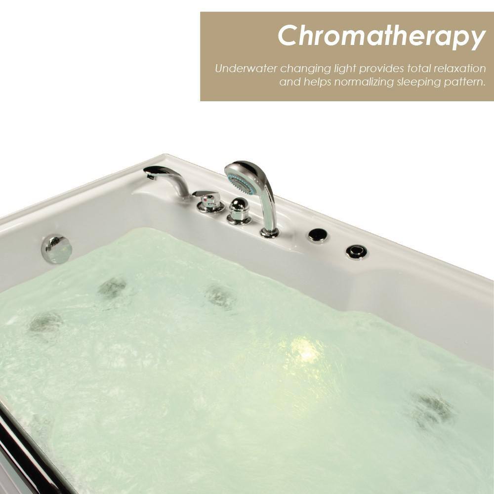 Lexi 59.5" White Acrylic Rectangular Alcove Whirlpool Bathtub with Jets