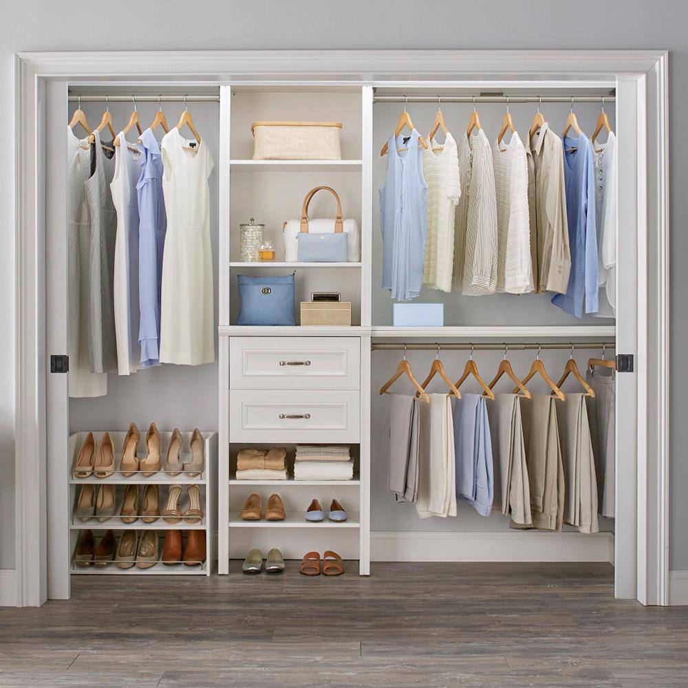 White Stackable 3-Shelf Wood Shoe Organizer