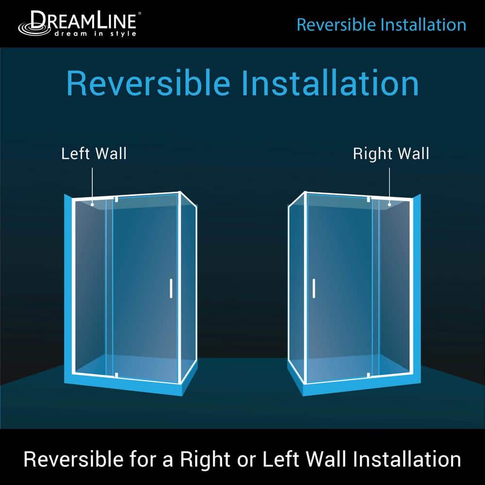 Flex 48" x 36" Chrome Semi-Frameless Pivot Shower Enclosure
