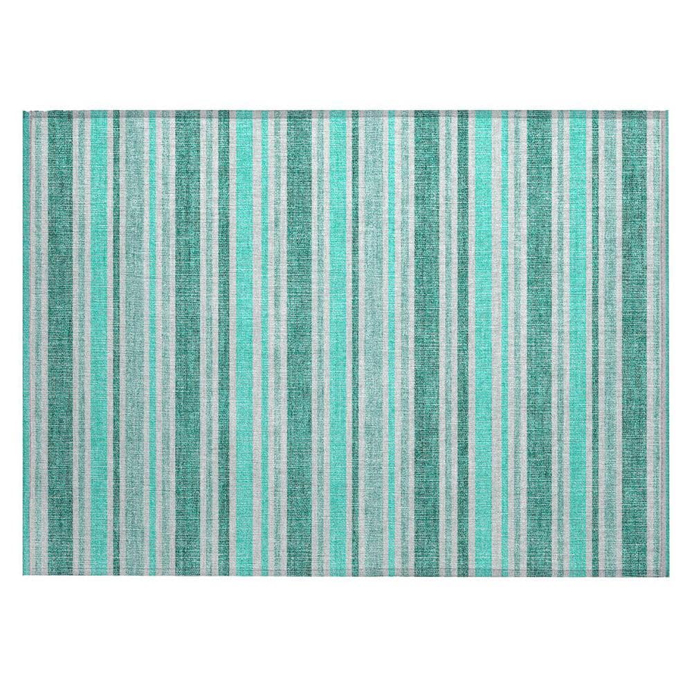 Turquoise 2 ft. x 3 ft. Woven Striped Polyester Rectangle Indoor/Outdoor Area Rug price history on PriceWatchPro