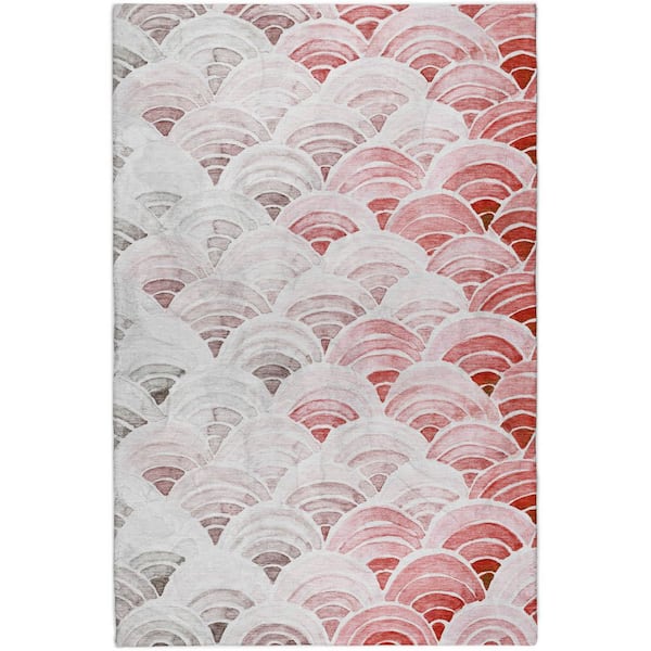 Dream Shag Premium Machine Washable Abstract ADS184 Red 5 ft. x 7 ft. 6 in. Area Rug