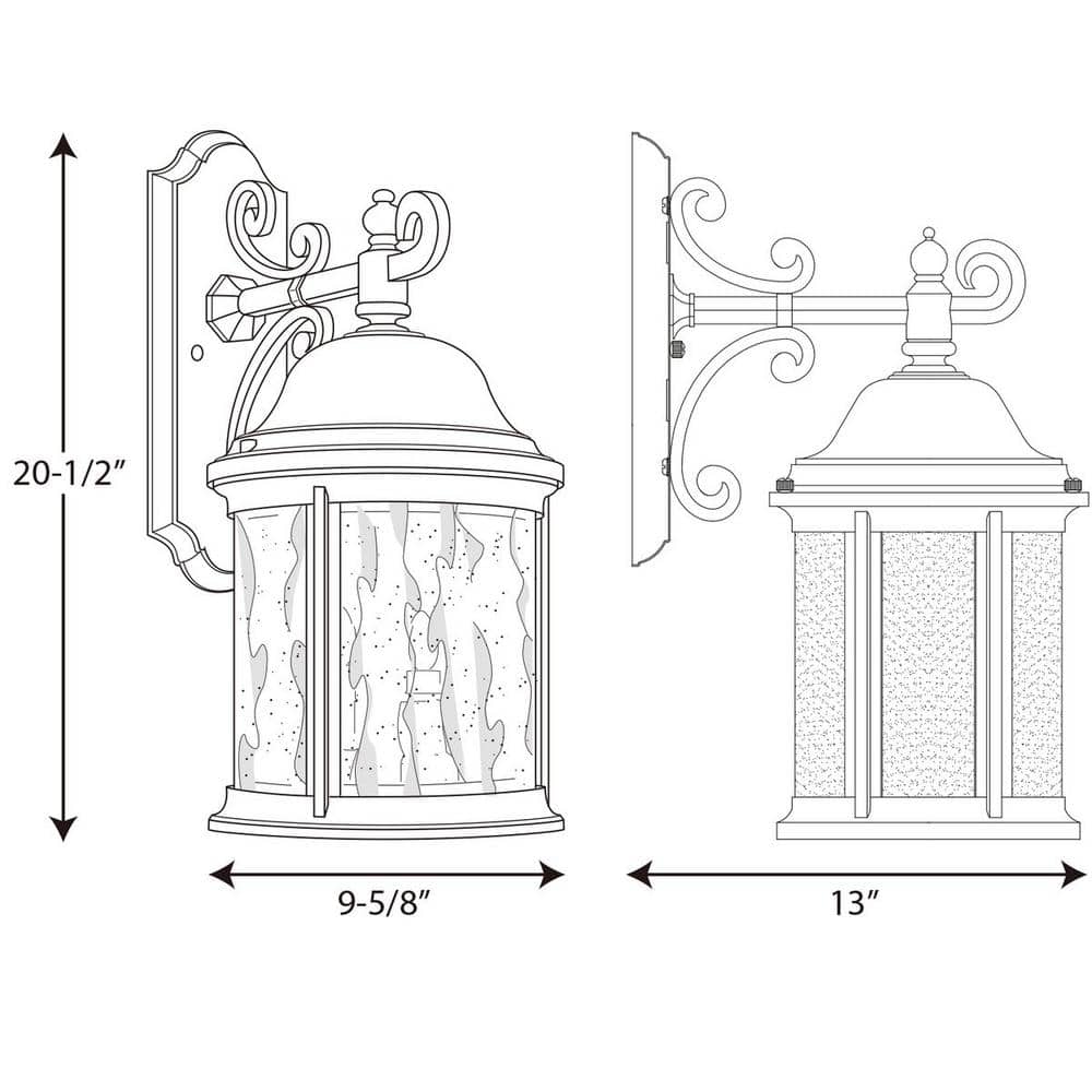 Antique Bronze Large Outdoor Wall Lantern with Seeded Glass