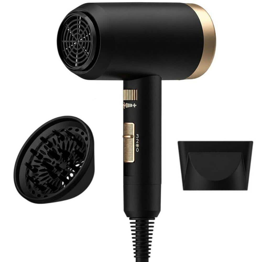 Wudkey 1600-Watts Hair Dryer in Black, Portable Ionic Blow Dryer