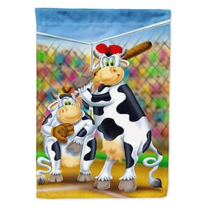 11 in. x 15-1/2 in. Polyester Cow Playing Baseball 2-Sided 2-Ply Garden Flag