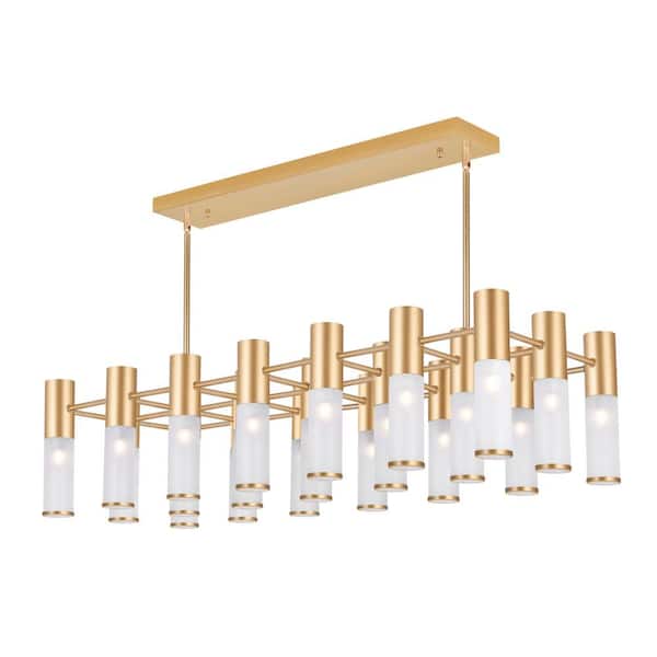 CWI Lighting Pipes 21 Light Island/Pool Table Chandelier With Sun Gold Finish