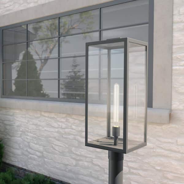 Branner 1-Light Textured Black Aluminum Hardwired Waterproof Outdoor Post Light with No Bulbs Included (1-Pack)