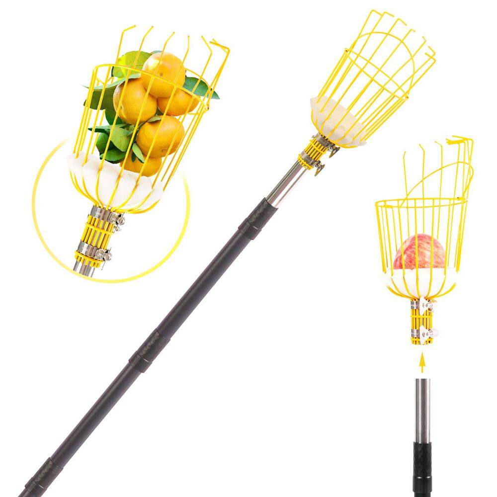 105 in. Fruit Picker with Basket Long Stainless Steel Pole Picking Tool for Apple Mango Lemon Harvesting Tree Pruner price history on PriceWatchPro
