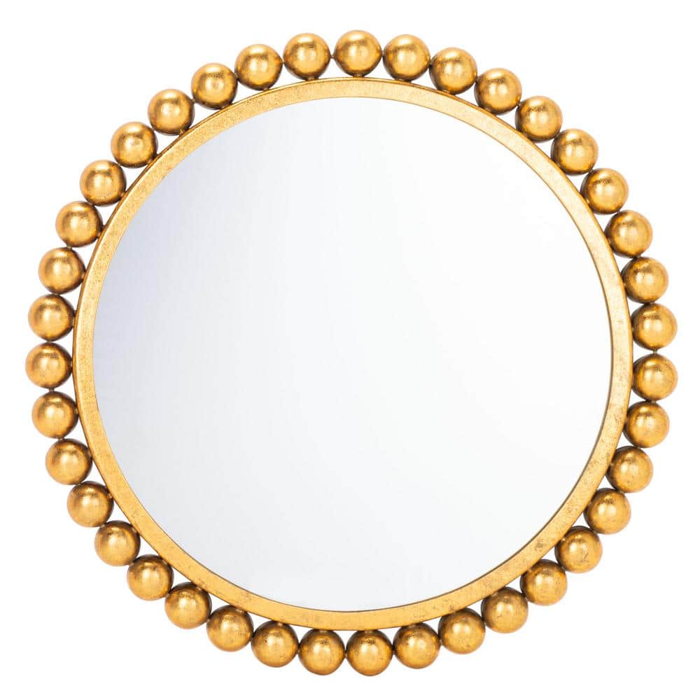 Genna 21'' Round Gold Foil Beaded Mirror